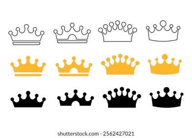 Gorgeous crown vector illustration sets for design projects, golden crown, crown collection, luxury, elegant, premium, majestic, decorative, crownlike, imagery, ornate, prestigious, affinity, beauty