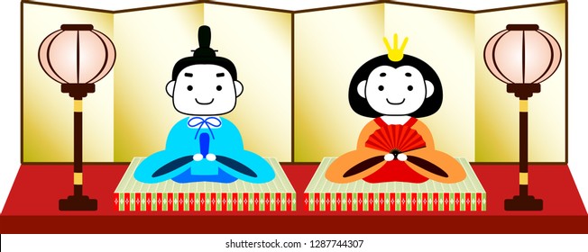 Gorgeous cute Japanese Hina dolls