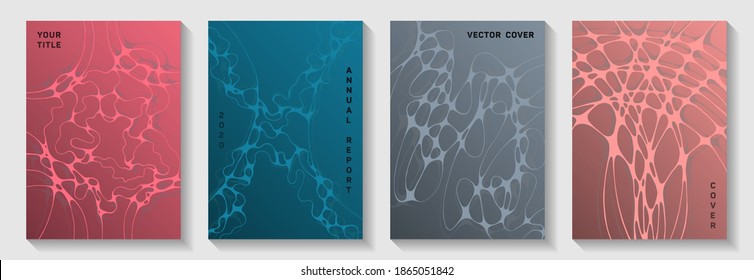 Gorgeous dance party flyers. Doodle curve lines flow backgrounds. Futuristic cover vector templates. Night party posters collection fluid curves graphic design.