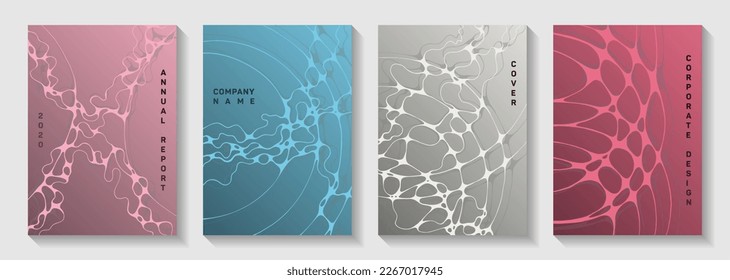 Gorgeous dance party flyers. flexible curve lines tissue textures. Tracery title page vector layouts. Electronic music party posters set fluid wavy graphic design.