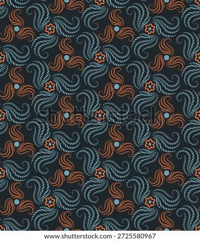 Gorgeous dark art seamless pattern. Overlapping art forms, stripes, polygons, segments are grouped and arranged in a certain order. Vector. 