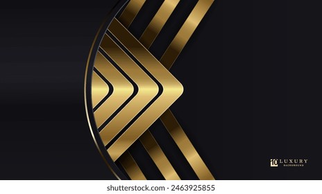 Gorgeous dark geometric composition with golden arrows and rays.