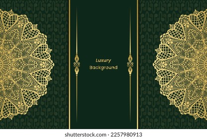 Gorgeous decorative greeting card. Decorative gold vintage mandala design background in gold color. arabesque background, arabic background, indian frame, floral mandala, flower mandala, 