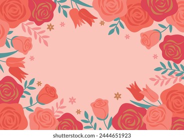 Wunderschöner Designrahmen aus Rosenblumen