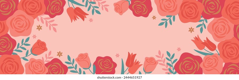 Gorgeous design frame of rose flowers