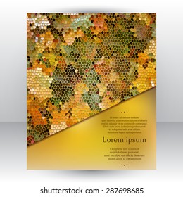 Gorgeous design template with maple leaves stained glass mosaic pattern for your invitation or cover or poster background.