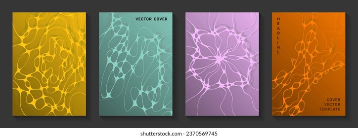 Gorgeous disco party posters. Linked curve lines weave backdrops. Modern cover vector layouts. Disco party posters and banners fluid wavy graphic design.