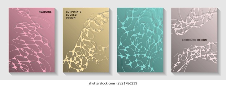 Gorgeous dj party posters. Curly curve lines bubble textures. Minimalist cover vector layouts. Disco party posters and banners fluid wavy graphic design.