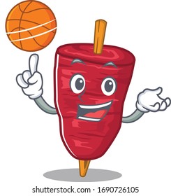 Gorgeous doner kebab mascot design style with basketball