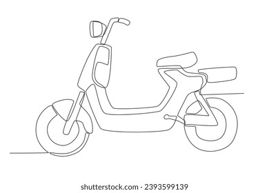 A gorgeous electric bike. Electric bike one-line drawing
