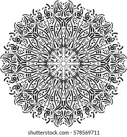 Gorgeous flourish mandala. Round decorative symbol isolated on white background. Hand-drawn design element. Vector