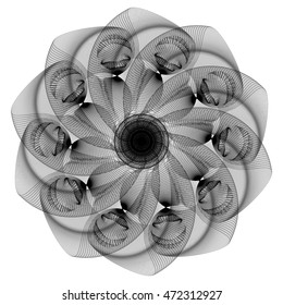 Gorgeous flower like geometric pattern. Mandala or rosette in sacred geometry style.