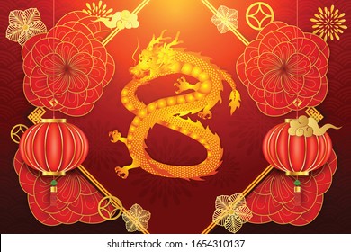 Gorgeous fortune Chinese calligraphy with wave pattern as happy new year card concept. (The Chinese letter is mean Gorgeous fortune)