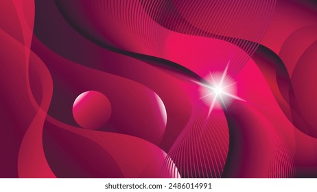 Gorgeous futuristic wallpaper in crimson tones. A beautiful illustration for interior decoration, corporate designs, blogs, postcards, posters and your other projects. Vector. 