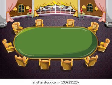 Gorgeous game background with chair table and room