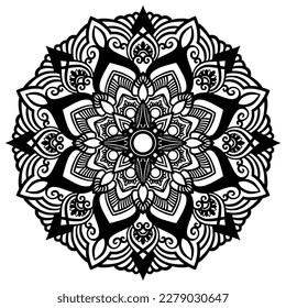 Mandala geométrica en monocromo (imagen vectorial)