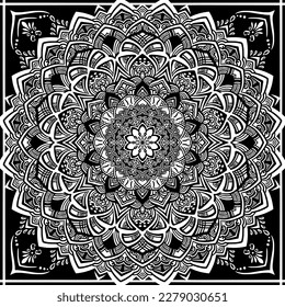 Gorgeous geometric mandala in monochrome (vector image)