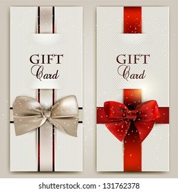 Gorgeous gift cards with bows and copy space. Vector illustration