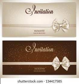 Gorgeous gift cards with white bows and copy space. Vector illustration