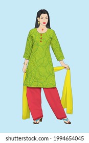 Gorgeous girl wearing shalwar kameez Pakistani dress