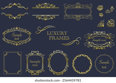 Gorgeous gold calligraphic frames set