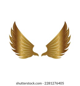 Gorgeous golden wings vector art illustration.