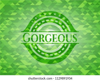 Gorgeous green emblem. Mosaic background