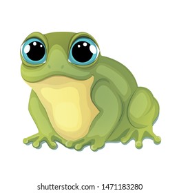 Gorgeous green frog isolated on white background. Cartoon vector illustration. Cute cartoon character.EPS10.Vector