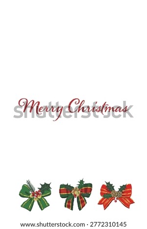 Gorgeous green striped ribbon bottom border portrait Christmas card template