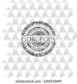 Gorgeous grey emblem with cube white background