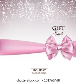 Gorgeous holiday background with pink bow and copy space. Vector illustration