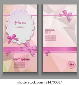 Gorgeous holiday background with pink bow and copy space. Vector illustration