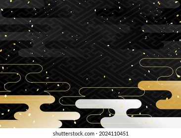 Gorgeous Japanese pattern of black and gold and silver