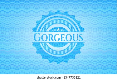 Gorgeous light blue water style badge.