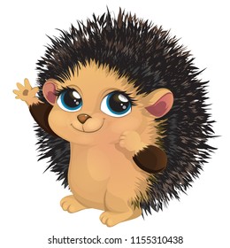 Gorgeous little hedgehog. Cartoon vector illustration. Cute cartoon character.EPS10.Vector Illustration