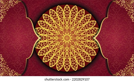 Un magnífico diseño de fondo mandala decorativa de lujo. Hermosa tarjeta de bienvenida Royal ornamental de lujo. invitación, tarjeta de boda, Diwali, decoración. India, India, India, árabe, Damasco, Asia, turco.