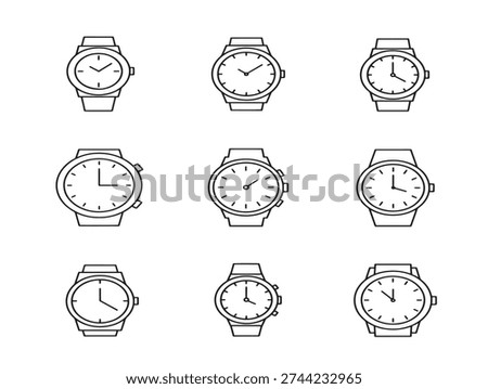 Gorgeous Luxury Watch Timepiece Elegant Outline Vector Illustration