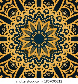Gorgeous Mandala luxury pattern design. Golden color vector print for design invitation, card, wallpaper, or fabric.