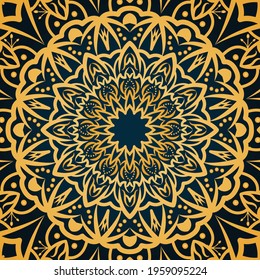 Gorgeous Mandala luxury pattern design. Golden color vector print for design invitation, card, wallpaper, or fabric.