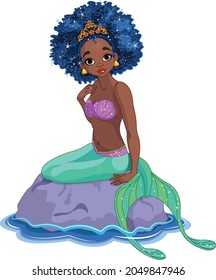 Gorgeous mermaid girl sitting