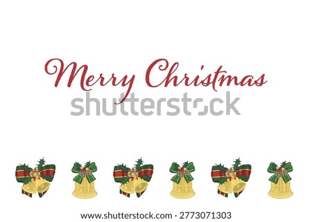 Gorgeous mixed ribbon bell bottom border landscape Christmas card template