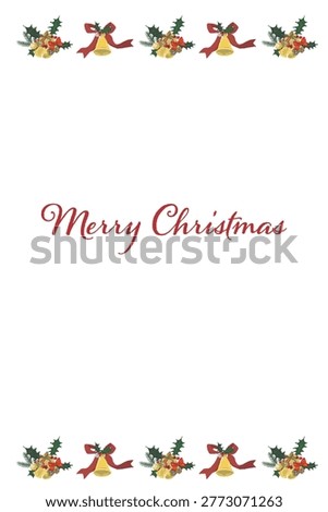 Gorgeous mixed ribbon bell top and bottom border portrait Christmas card template