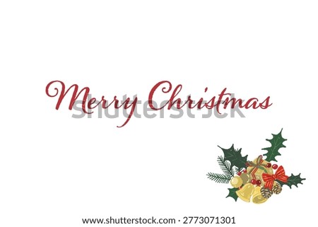Gorgeous mixed ribbon and two bells corner decoration landscape Christmas card template