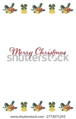 Gorgeous mixed striped ribbon bell top and bottom border portrait Christmas card template