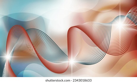 Gorgeous motion wallpapers. Flashes of light, intertwining wavy lines against a backdrop of overlapping abstract shapes and mixing colors. Vector.