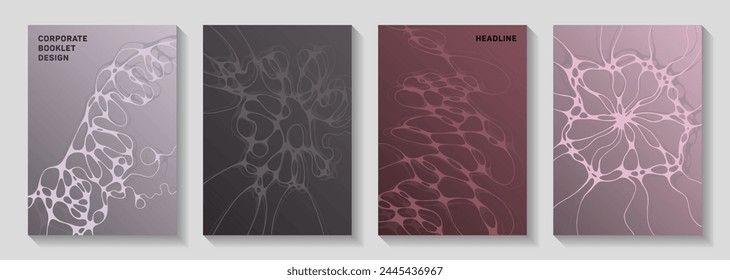 Gorgeous music party flyers. Curly curve lines flow backgrounds. Colorful notebook vector layouts. Night party posters collection fluid curves graphic design.