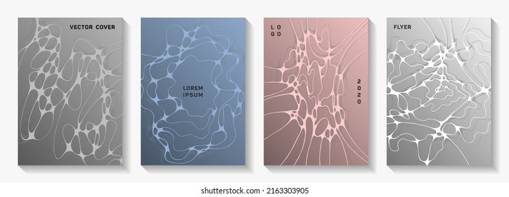 Gorgeous music party posters. Bent curve lines torrent textures. Tracery cover vector templates. Disco party posters and banners fluid wavy graphic design.