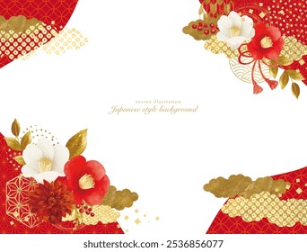 Gorgeous new year's card design with camellia and gold