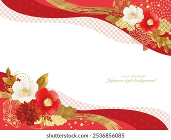 Gorgeous new year's card design with camellia and gold