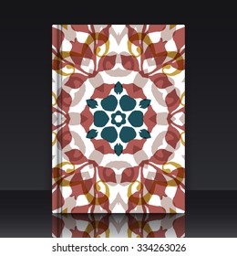 Gorgeous patchwork pattern. Colorful floral ornament tiles.  EPS 10 vector illustration with mockup of title sheet or book cover. Can be used as background for web of applications.